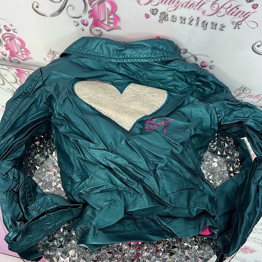 Betsey Johnson coat jacket heart blue Kids Jacket with Heart Design